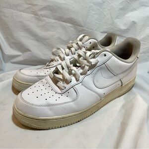 Nike Air Force 107 Low Triple White Mens Size 11.5 Leather Sneakers 315122-111